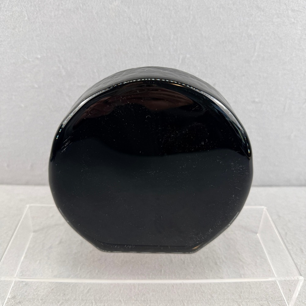 Blenko 2018 Art Glass Disc Bookend Deep Purple/Ebony?‎ Signed